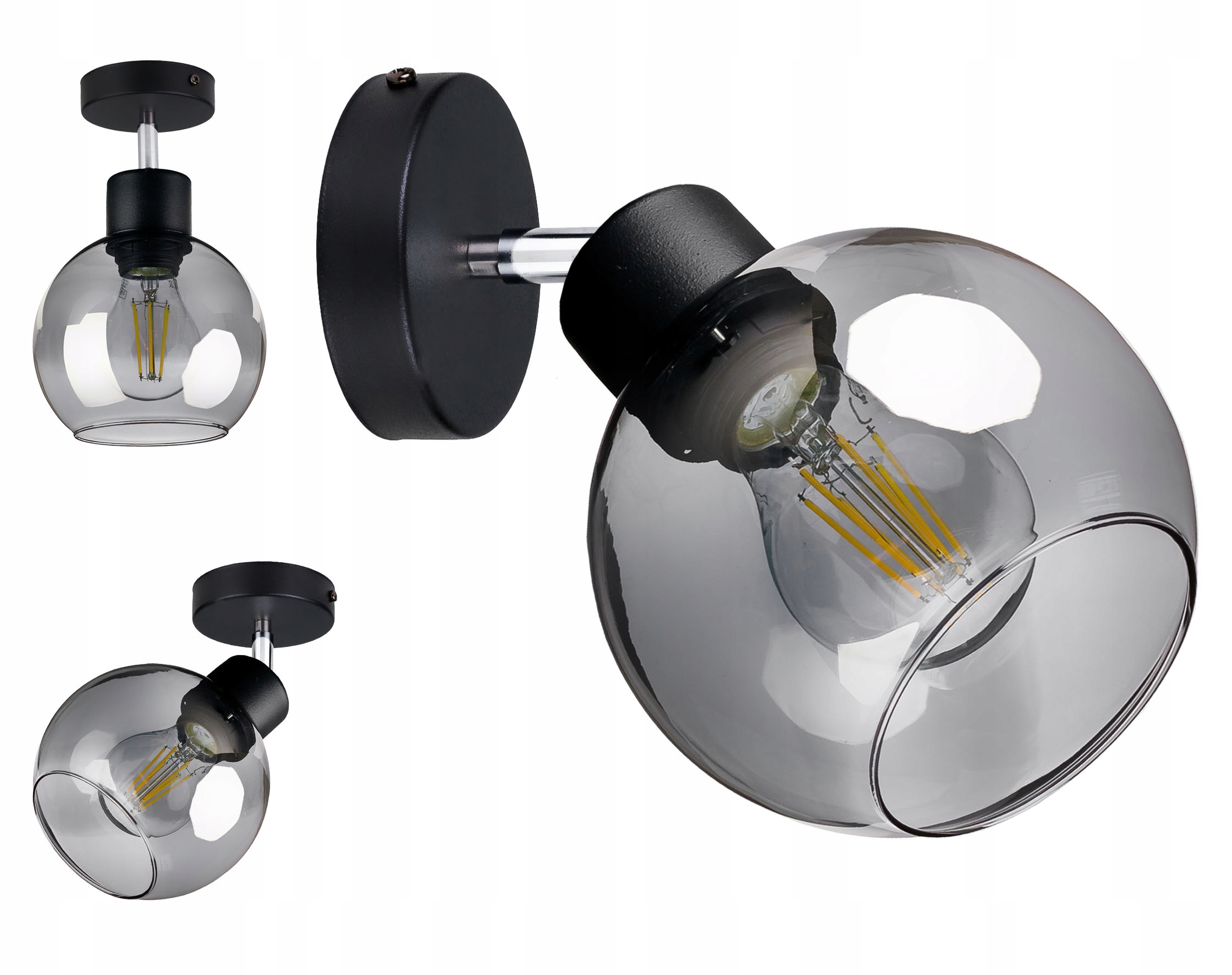 

Lampa Kinkiet ścienny ruchomy Loft szklany Kula