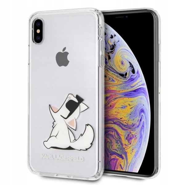 Karl Lagerfeld KLHCI65CFNRC iPhone Xs Max tvrdé pouzdro průhledné Choupette Fun