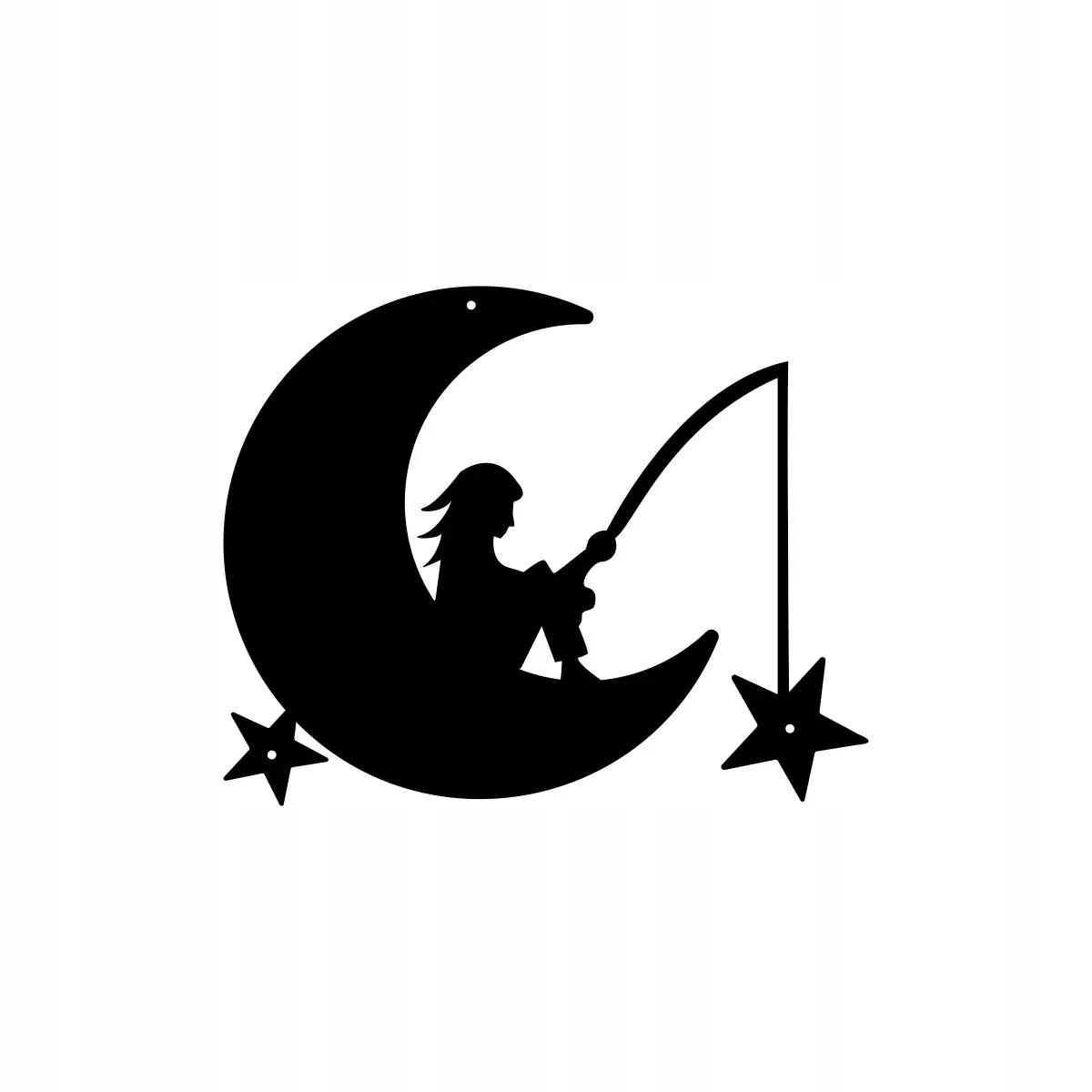Kovový Dekor Čierny Oceľový hr. 2 mm Obraz na stenu Mesiac Víla
