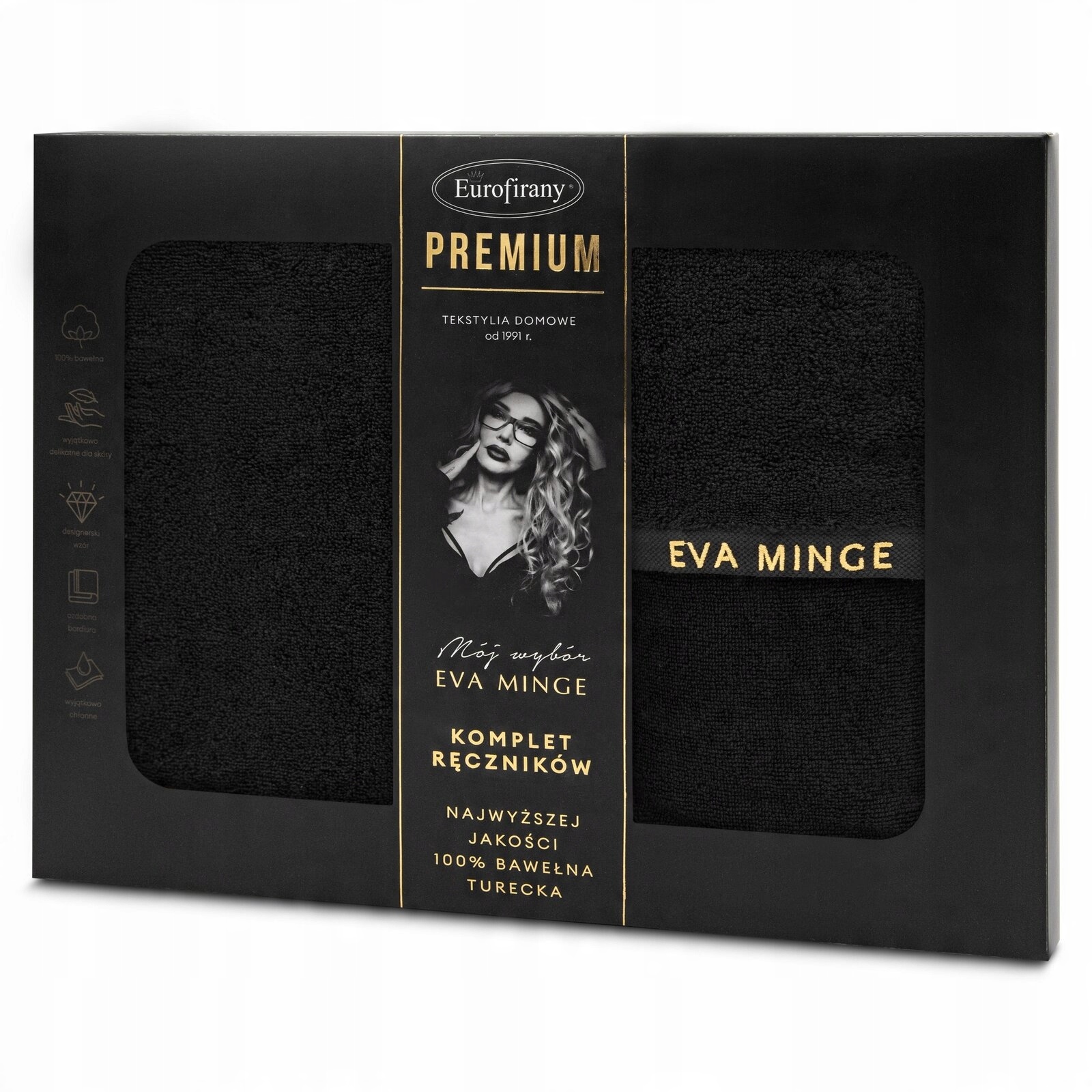Sada ručníků 3 ks Venus by Eva Minge černá