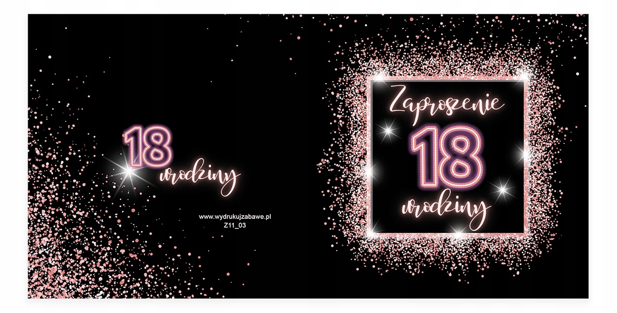 Zaproszenia na 18 Urodziny Różowy Brokat / Biała Koperta Z11_03 EAN (GTIN) 5904954648392