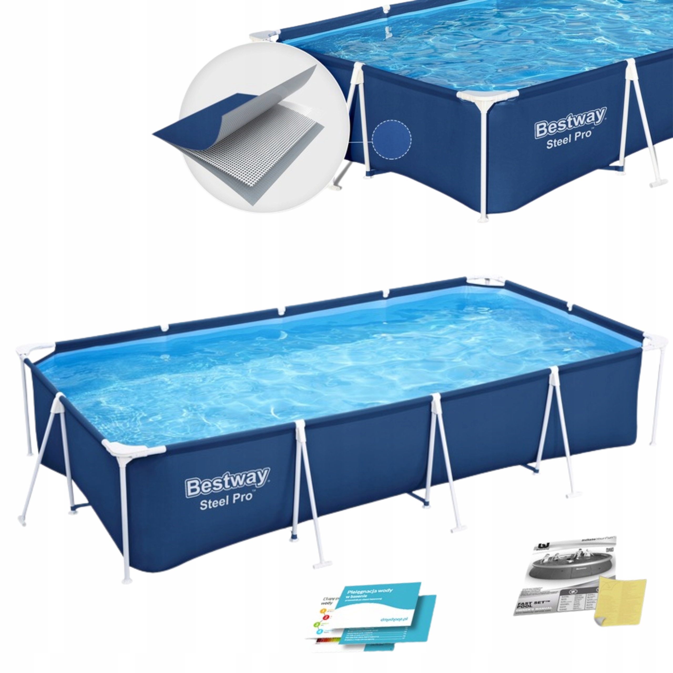 Basen Stelażowy Bestway 56405 400x211x81 cm Duży Prostokątny Ogród Rodzinny