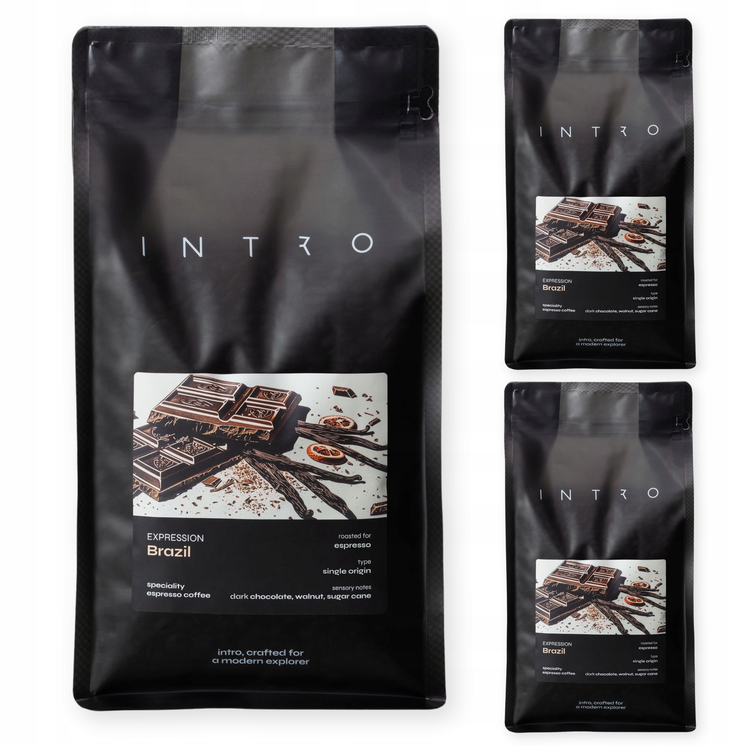 Káva zrnková 3x1 kg Brazílie Espresso čerstvě pražená, speciality Intro