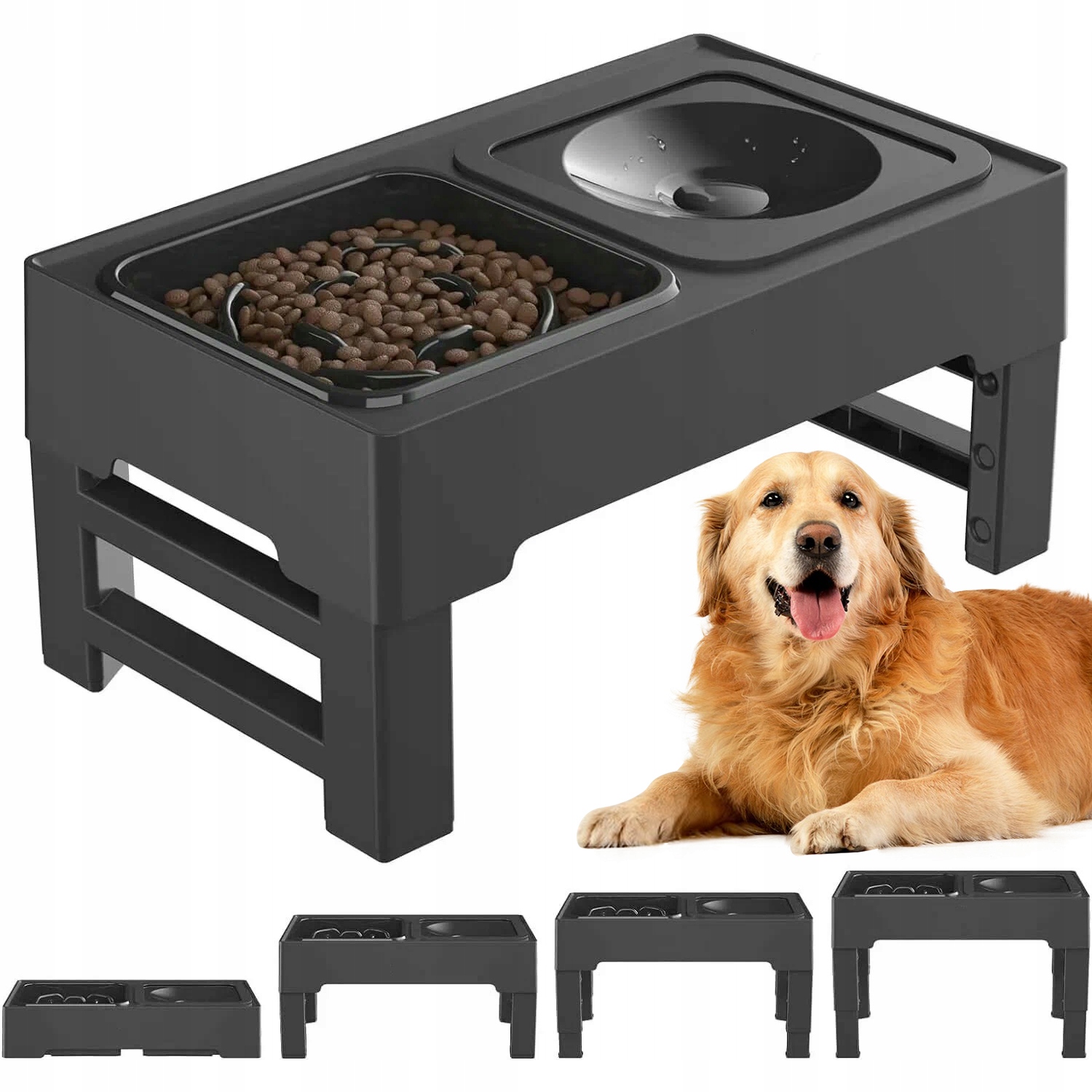 Černá Krmící Stanice Se 4 Nastavitelnými Výškovými Úrovněmi