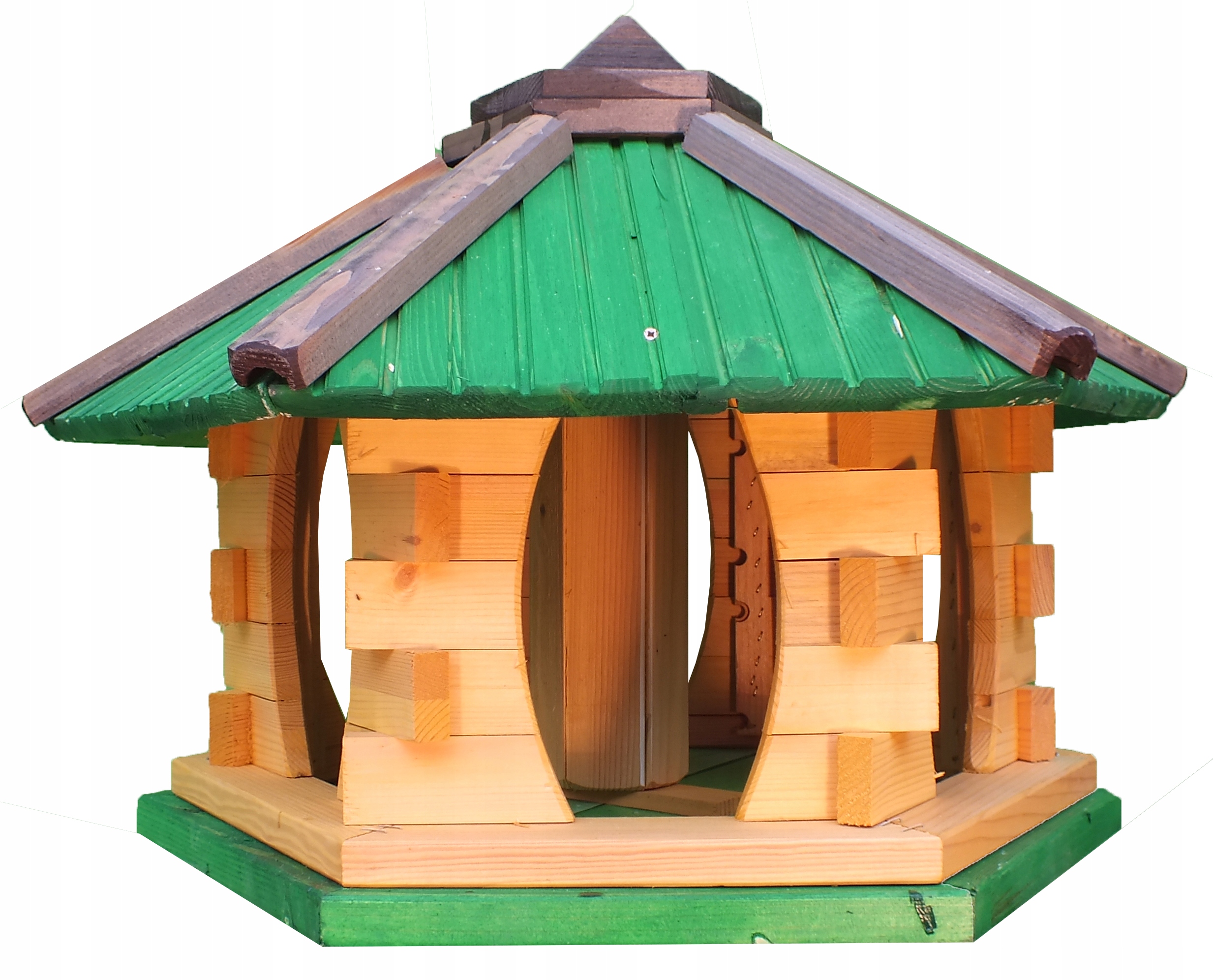 Krmítko pro ptáky dřevo s náplní KW61 zelené, velké pro zahradu Polský