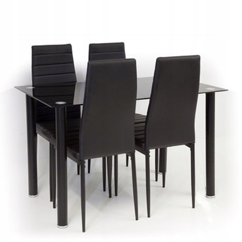 Stół Nicea czarny 4 krzesła Nicea czarne Stan opakowania oryginalne