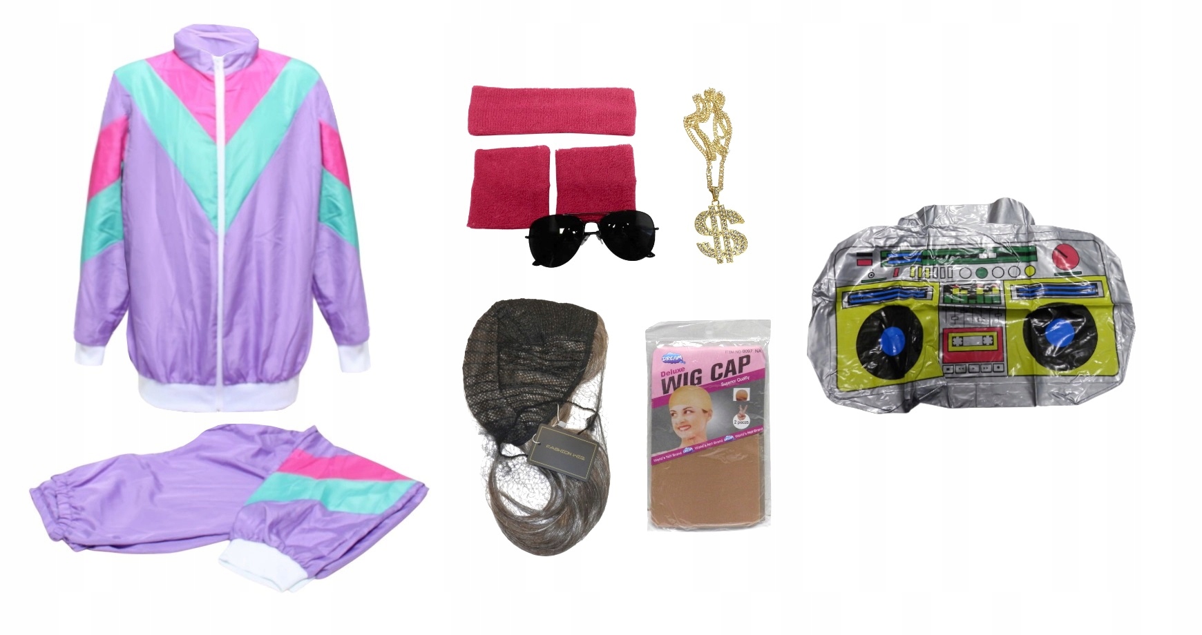 Komplet Kostým Dresa Teplákovka Fialová Gadgety 90. Léta vel. XL