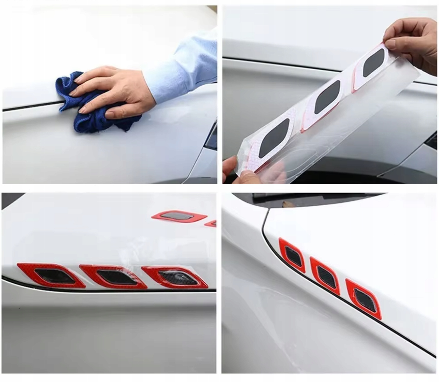 ZESTAW MOCNYCH DUŻYCH NAKLEJEK ODBLASKOWYCH TUNINGOWYCH 6SZT NA SAMOCHÓD Długość 10 cm