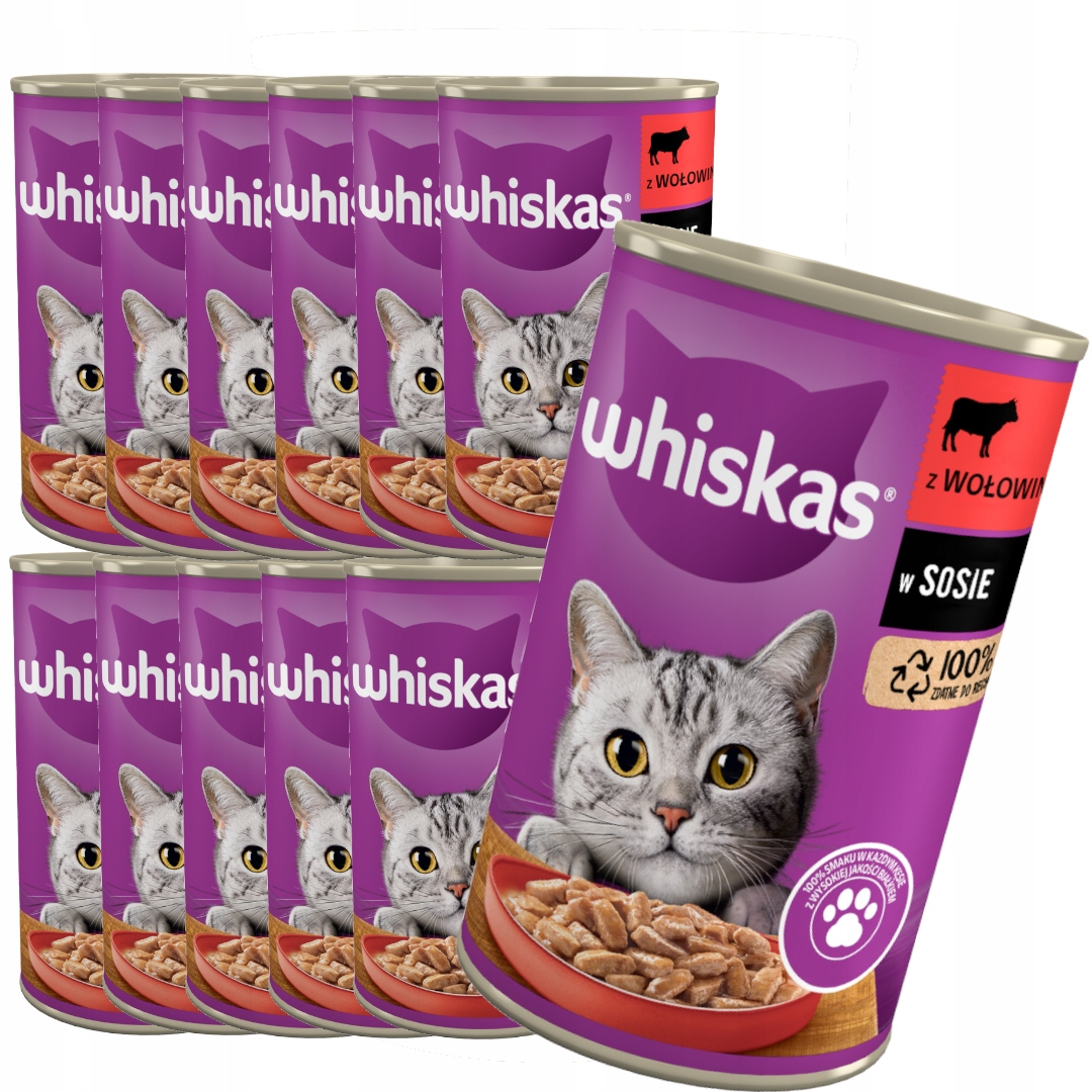 Levně Whiskas Hovězí 12x 400g konzerva krmivo pro kočky