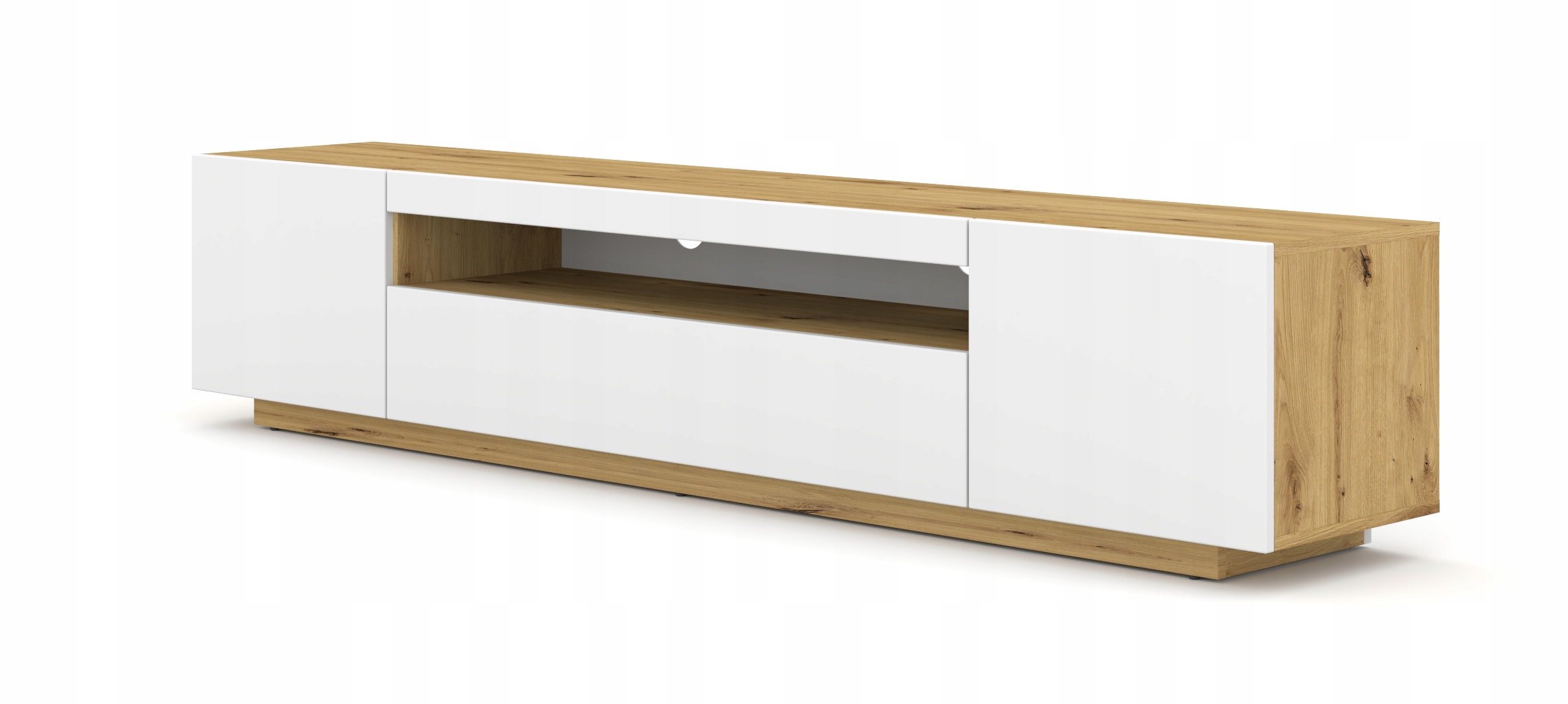 Szafka AURA stojak RTV 200 cm stojąca wisząca dąb artisan biały mat