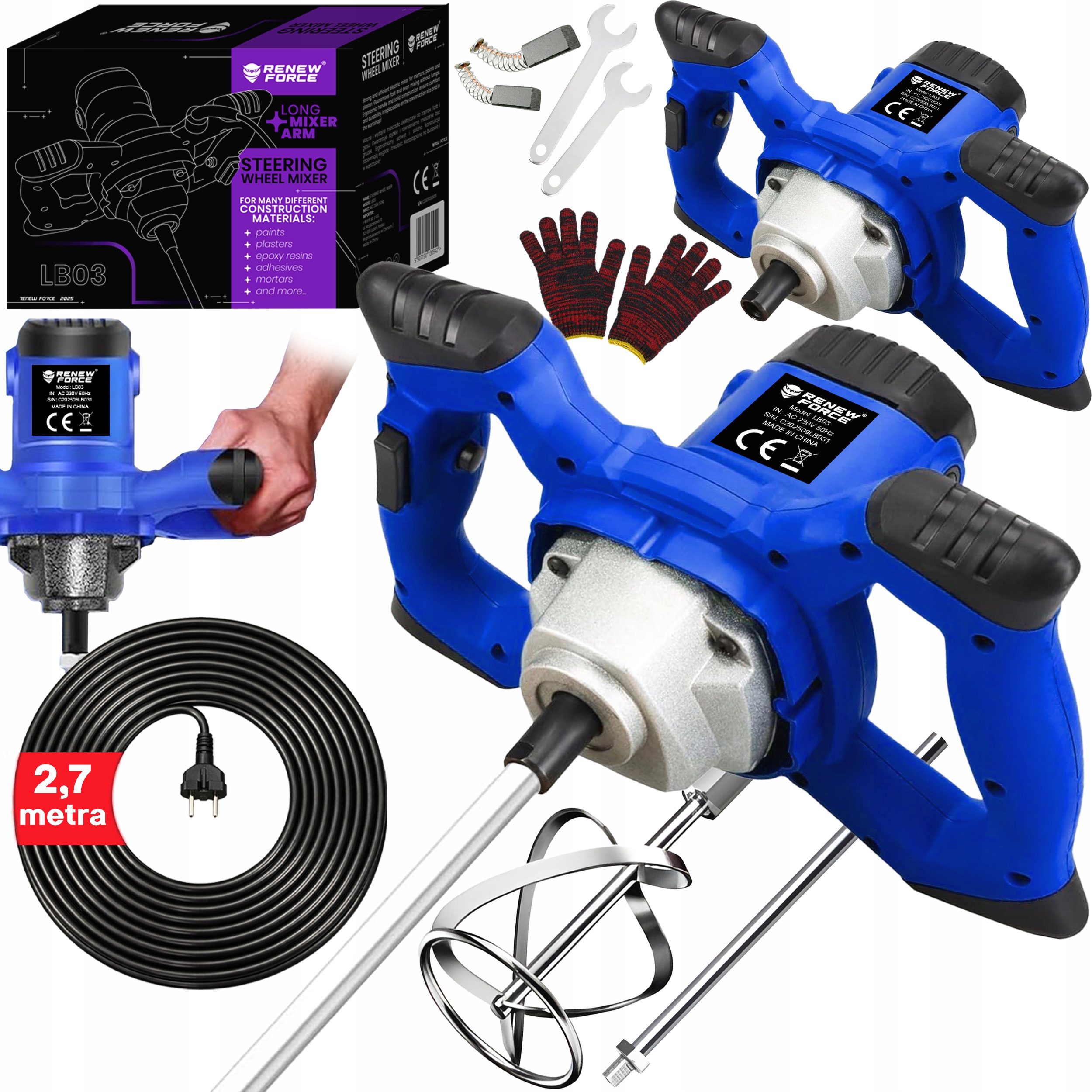 Mieszadło Do Kleju Zaprawy Betonu Elektryczne 2800W Mieszalnik Mocne XL