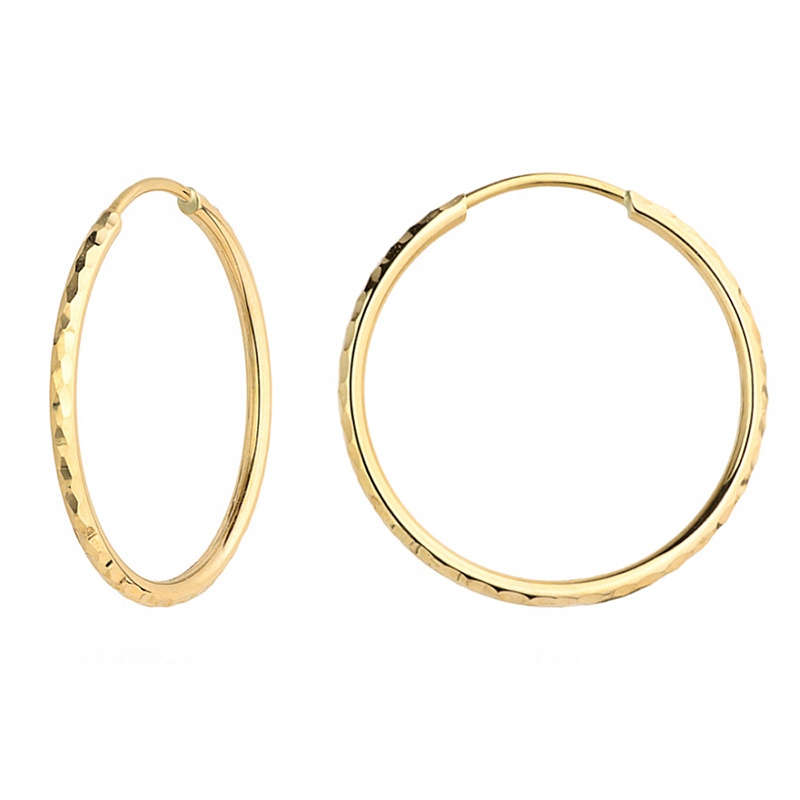 Kulaté Zlaté Náušnice ryzost 585 Kruhy 33mm 14k