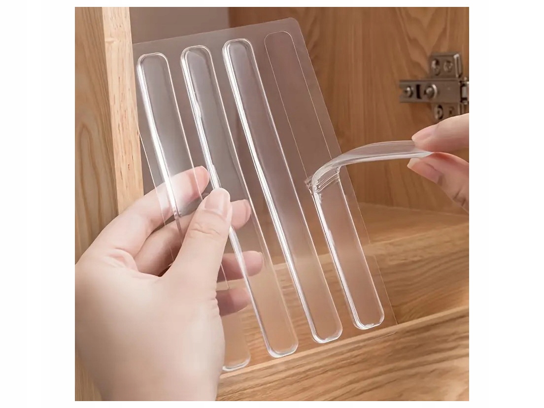 ODBOJNIKI SAMOPRZYLEPNE SILIKONOWE MEBLOWE GUMOWE DO DRZWI 150 x 15mm 4 szt Stan opakowania oryginalne