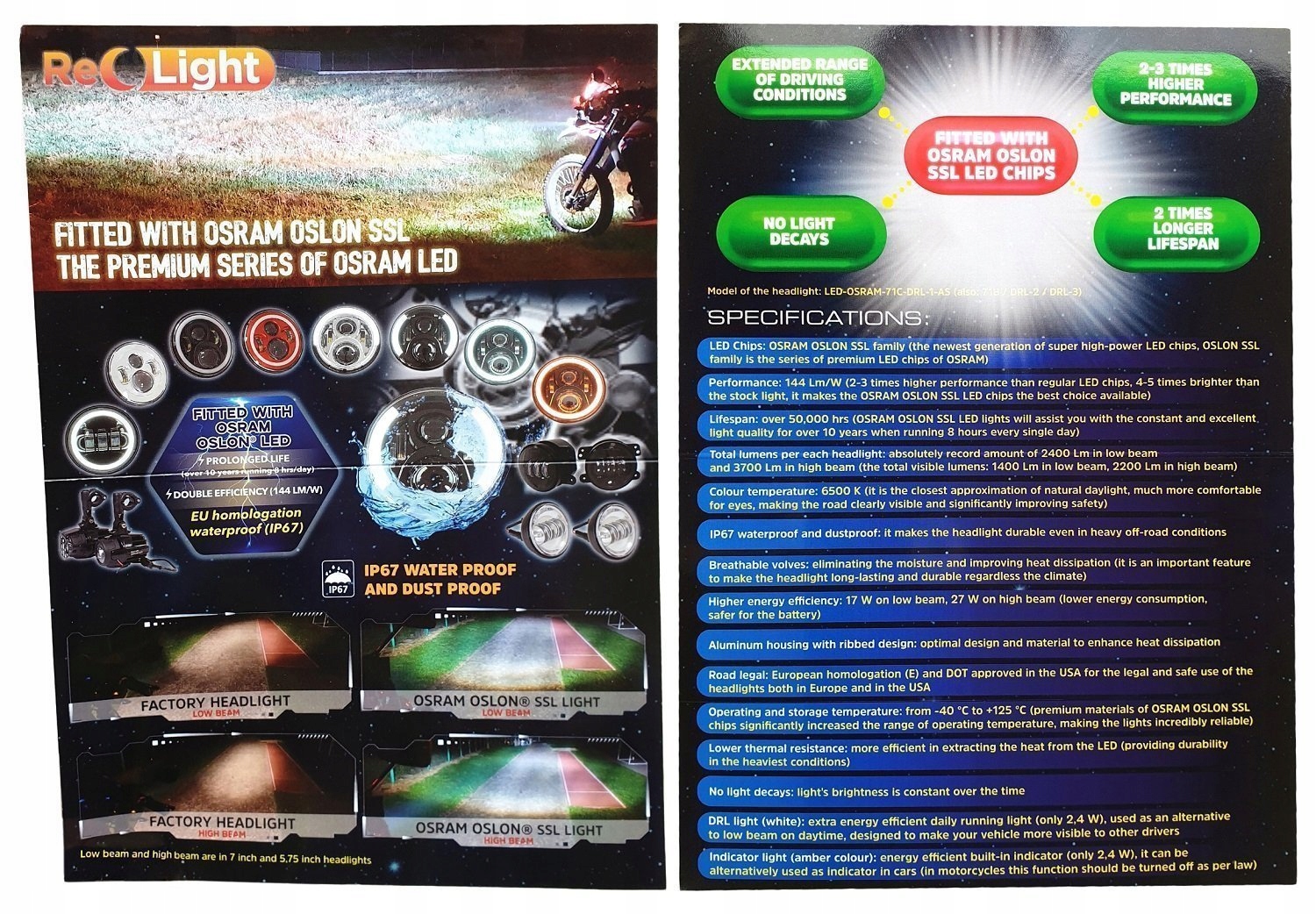 lampa LED DRL chipy OSRAM 7 cali reflektor czarny Producent REC-parts