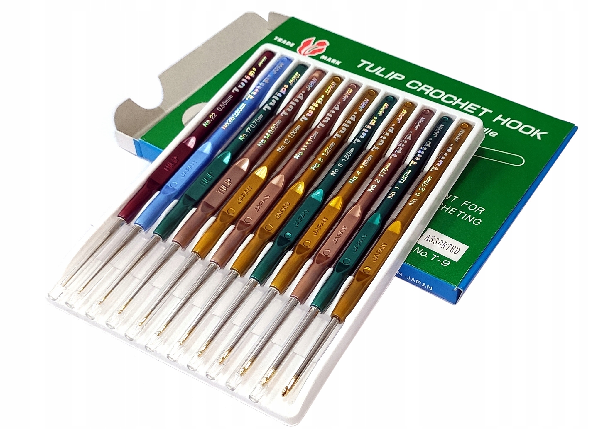 Originální japonské háčkování Tulip sada 12 ks velikosti 0,5 mm-2,1 mm