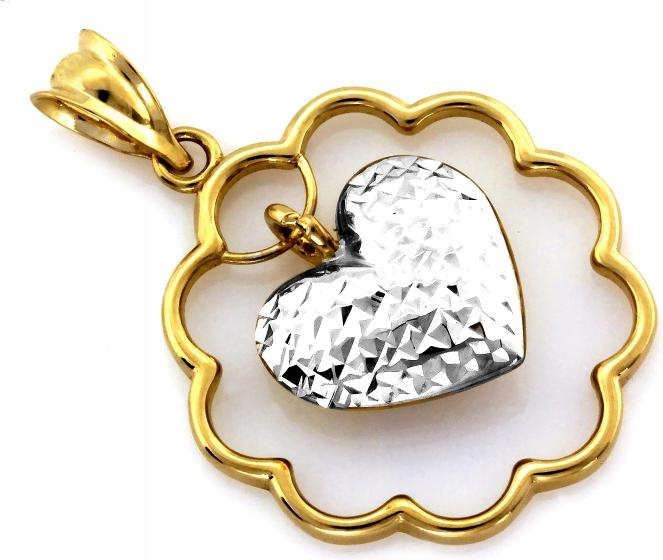 Zlatý přívěsek 585 pohyblivé srdce v rámečku 1.30g přívěsek na řetízek 14k
