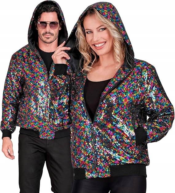 Vícebarevná Bomber bunda Widmann Milano s flitrovanou S Kapucí