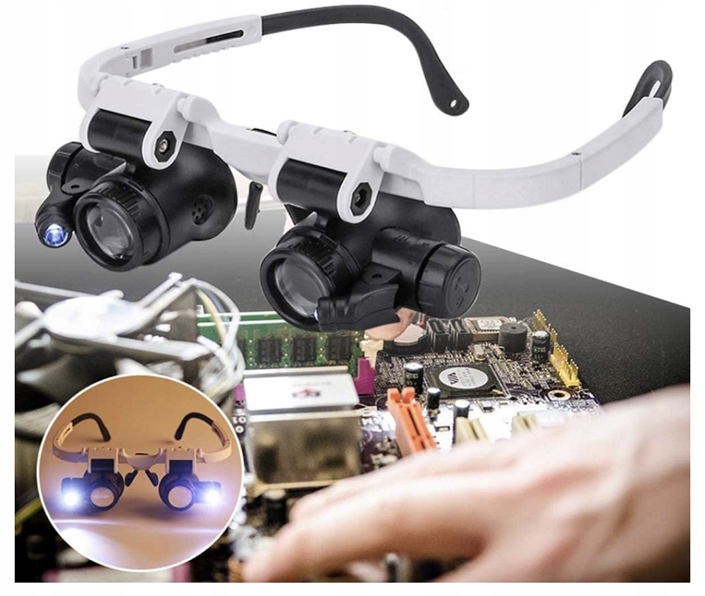 OKULARY SERWISOWE ZEGARMISTRZOWSKIE LED LUPAx23 x8 Model OKULARY POWIĘKSZAJĄCE ZEGARMISTRZOWSKIE LED LUPA