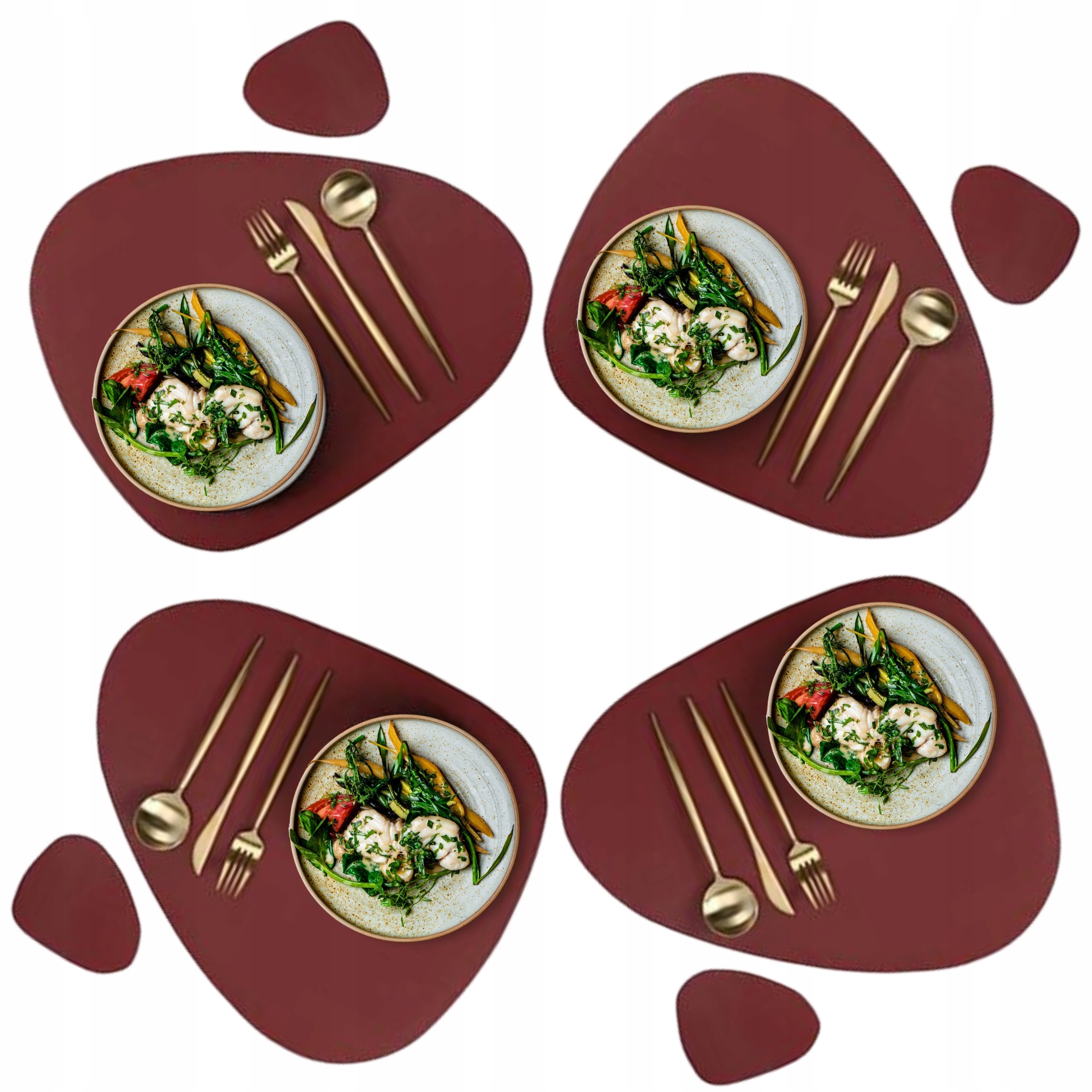 

Podkładka Na Stół Bordowa Mata Skóra Zestaw 4SZT