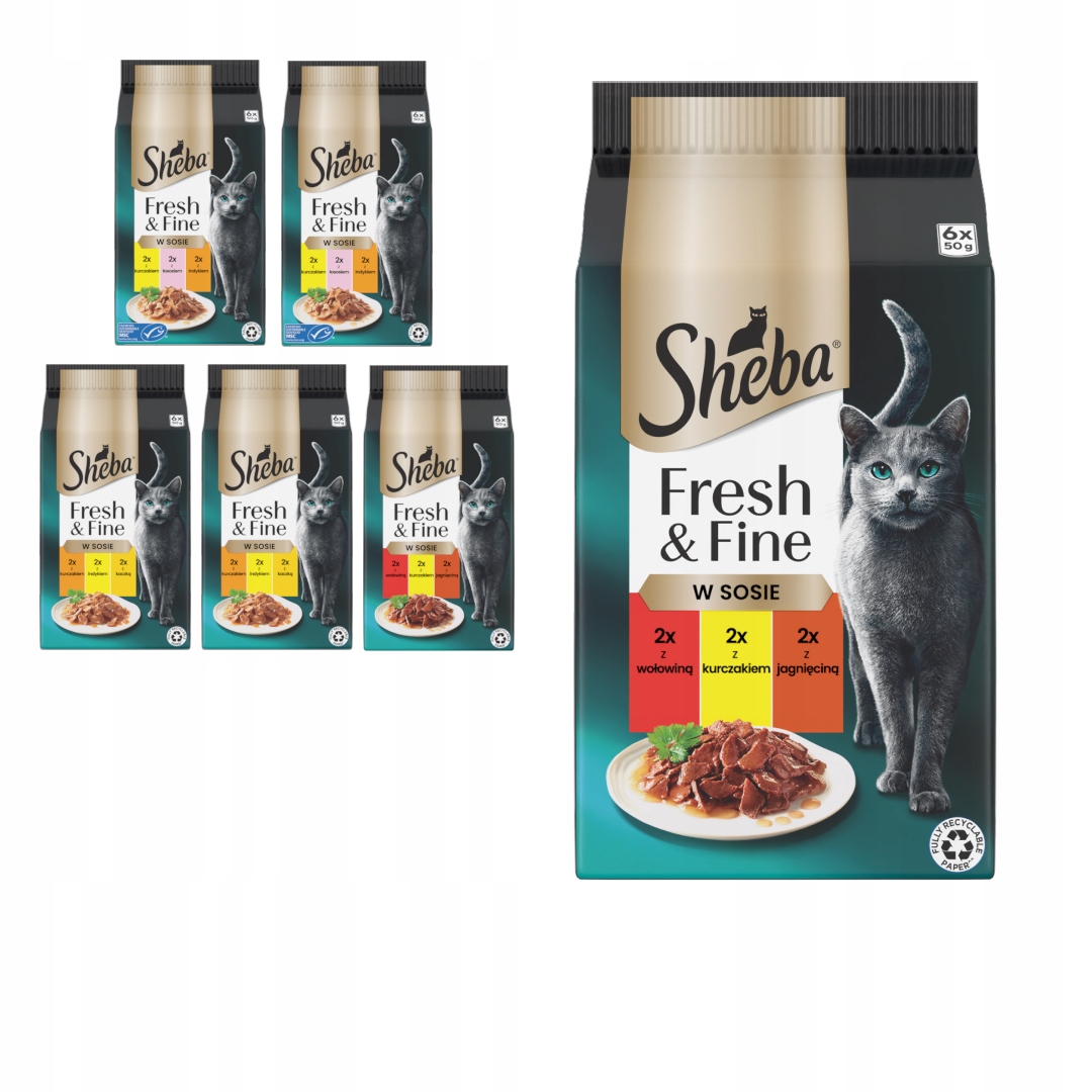 Levně Sheba Fresh&Fine 36x50g Vlhké Krmivo Mix Chutí v omáčce