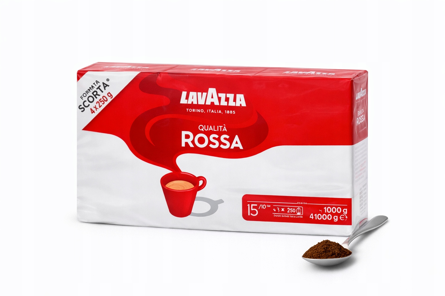 Levně Mletá káva Lavazza Qualità Rossa 4×250 g, sada 1 kg, Arabica & Robusta