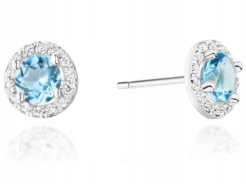 Zlaté náušnice 585 s topazem a brilianty 1,70g, módní vzor dárek 14k