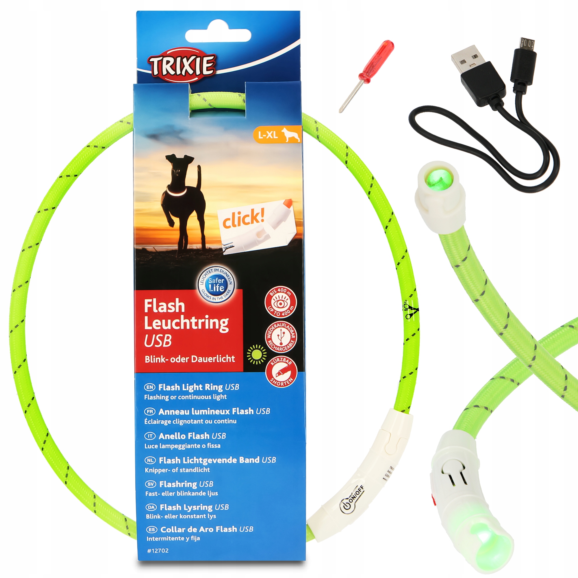 

Świecąca Obroża Led Odblaskowa Usb Dużego Psa L/XL