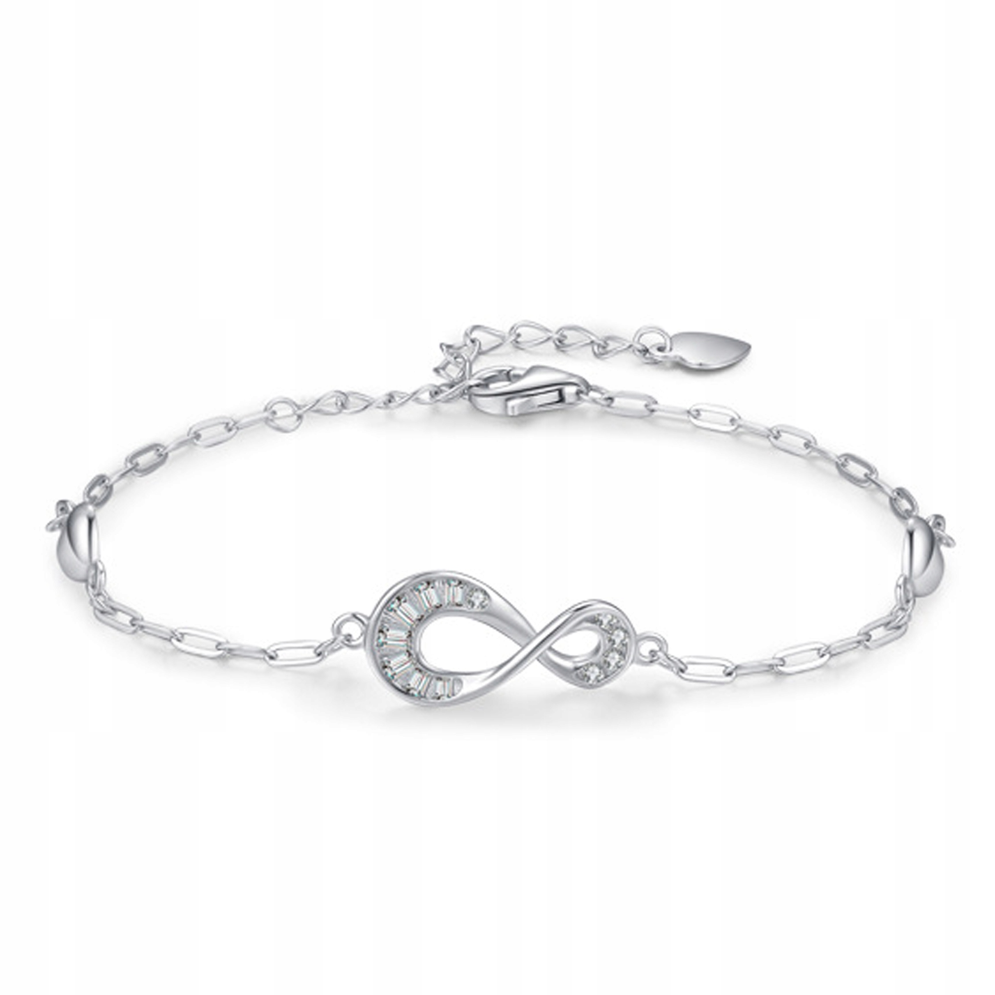 2 x Fraise jemný stříbrný náramek S925 Nekonečno se zirkony