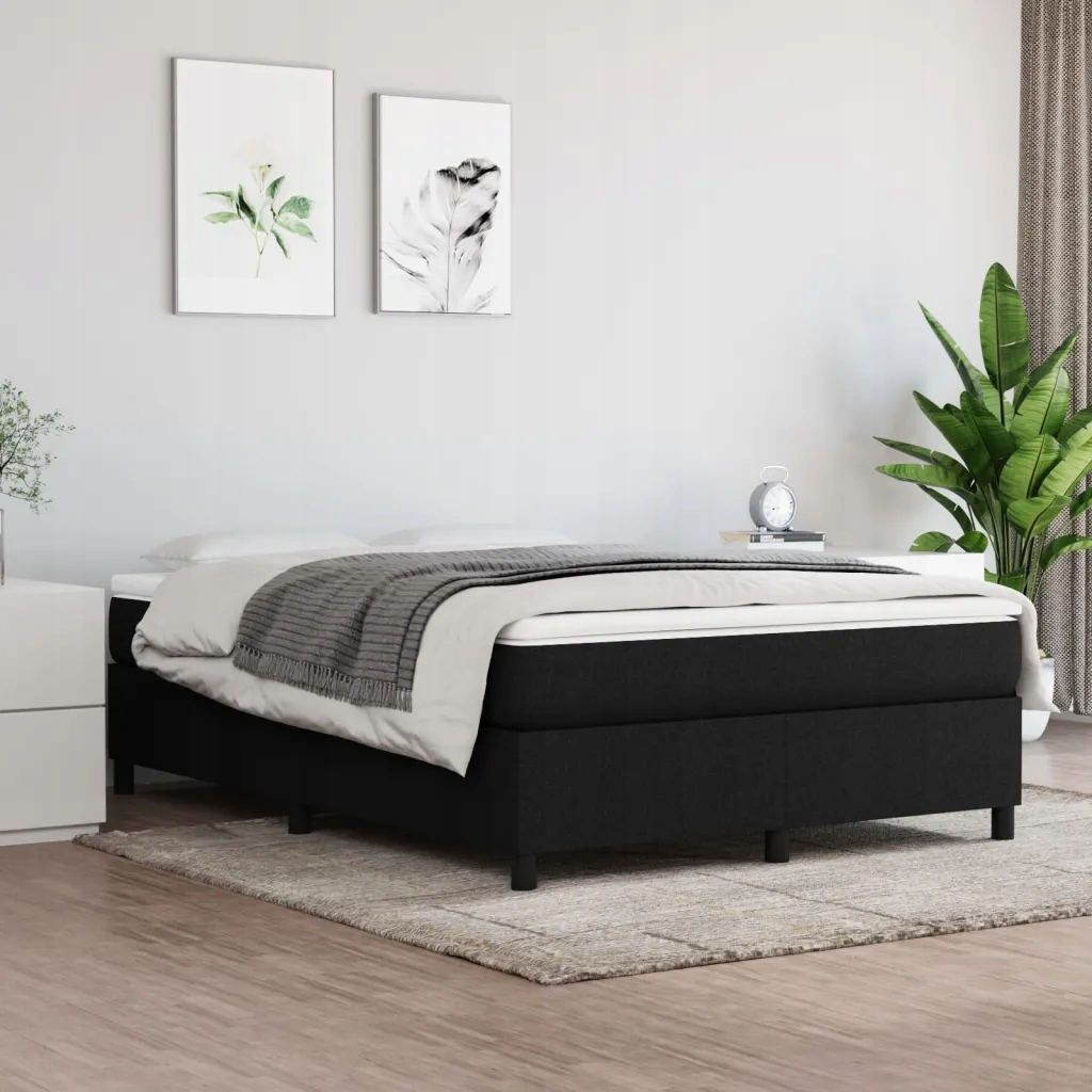 Box spring postel s matrací černá 140 x 190 cm textil Černý 3144417