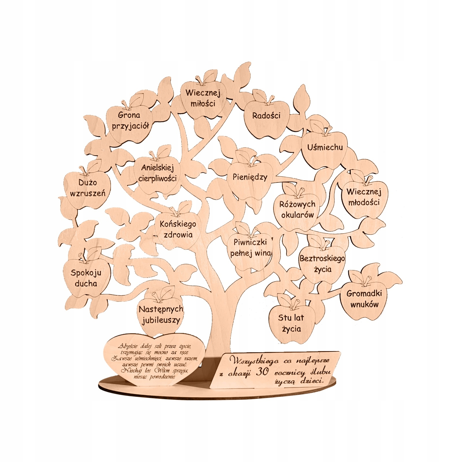 Výročí svatby, jubileum, zlaté, stříbrné gravírované stromy, přání