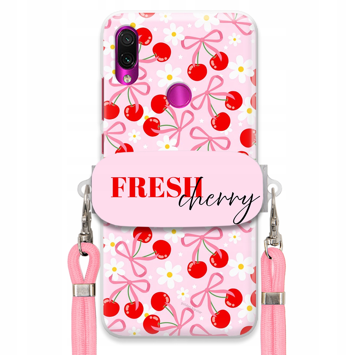 Puzdro pre Xiaomi Redmi Note 7 Case Držiak šnúrok Ružový Fresh Cherry Kokardy