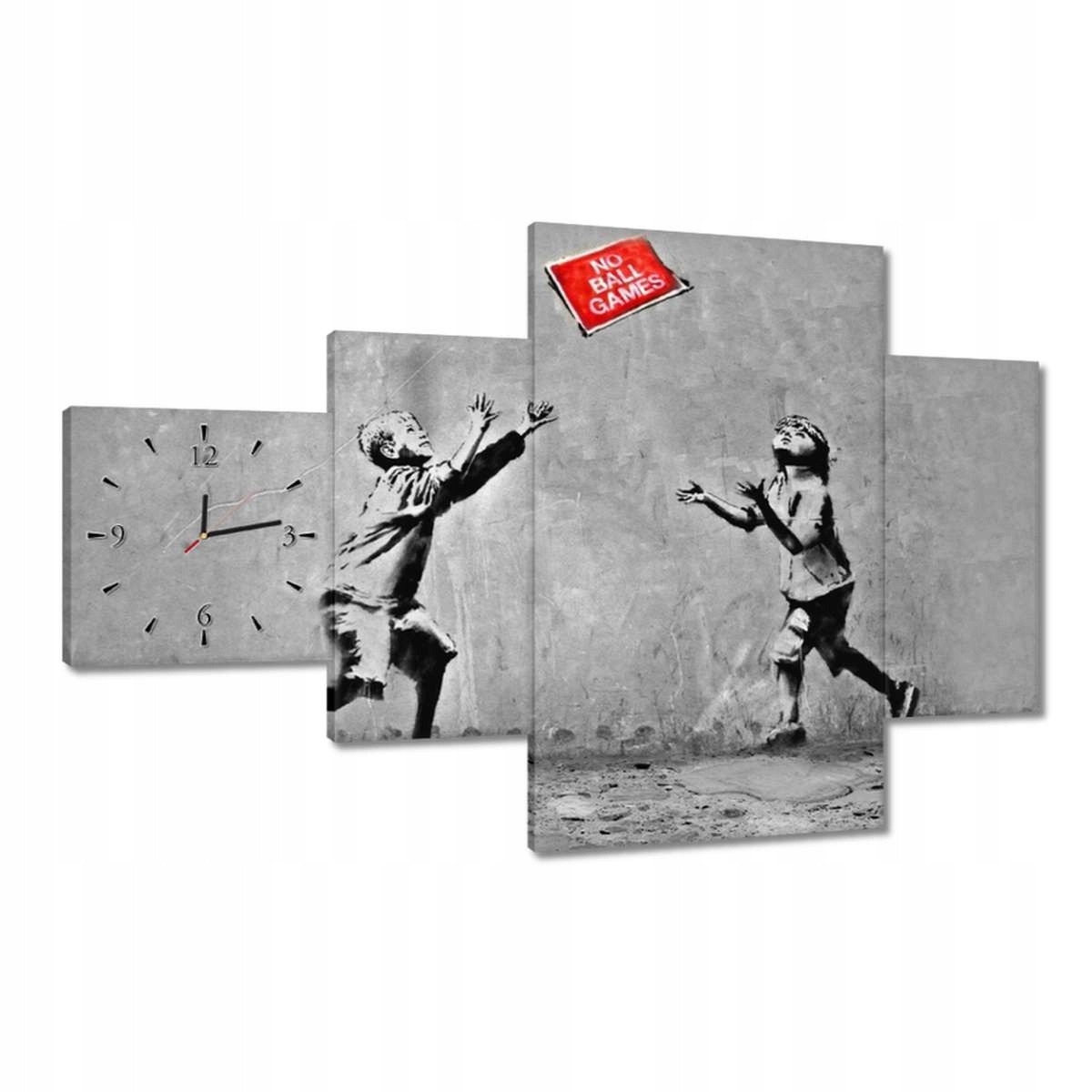 Nástěnné hodiny 130x80 Banksy No ball games