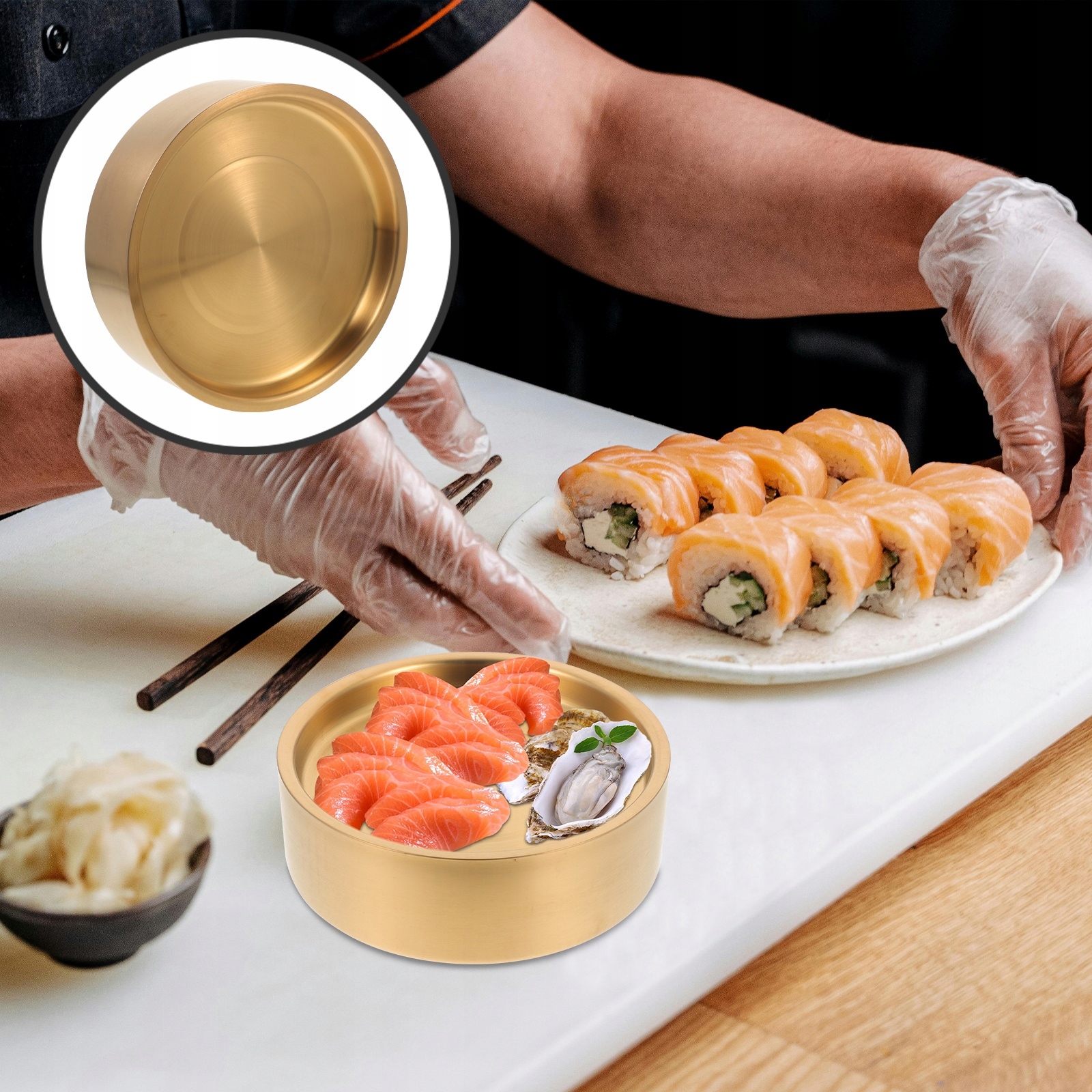 TALERZ SASHIMI JAPOŃSKIE SUSHI ZE STALI NIERDZEWNEJ Marka bez marki