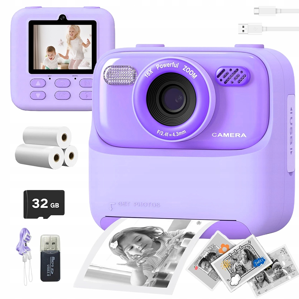 Dětská Kamera 2.4 Palce 1080P S 32GB Paměťovou Kartou Pro Tisk Fotografií