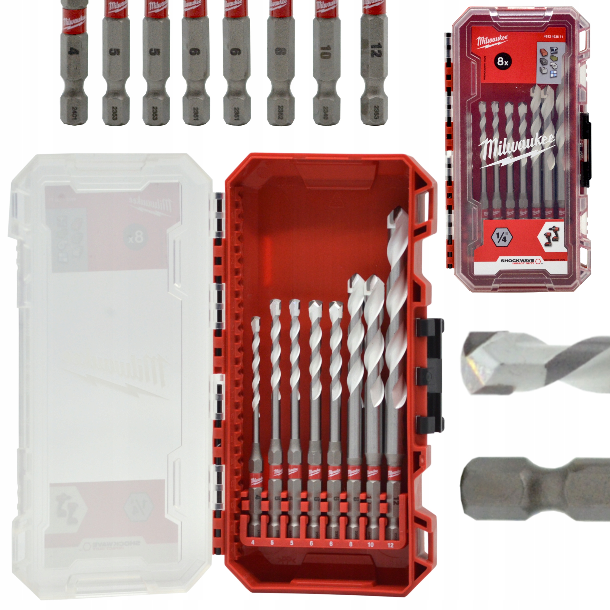 Zestaw Wierteł Uniwersalnych 4-12 MM 8 Szt Mocne Wiertła Udarowe Milwaukee