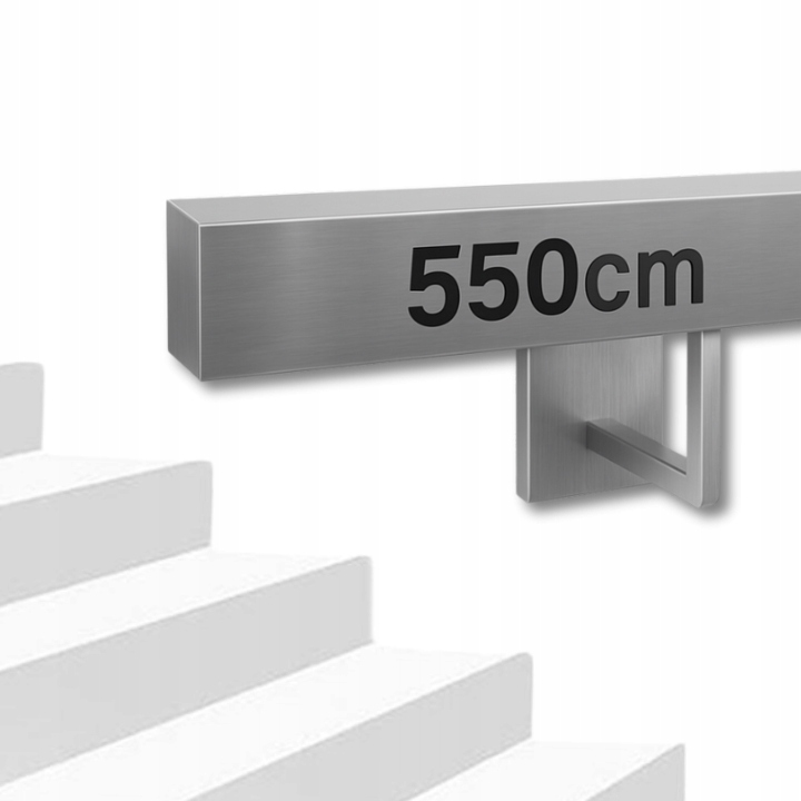 Poręcz Schodowa Ścienna Kwadratowa Stal Nierdzewna Barierka Schody 550cm