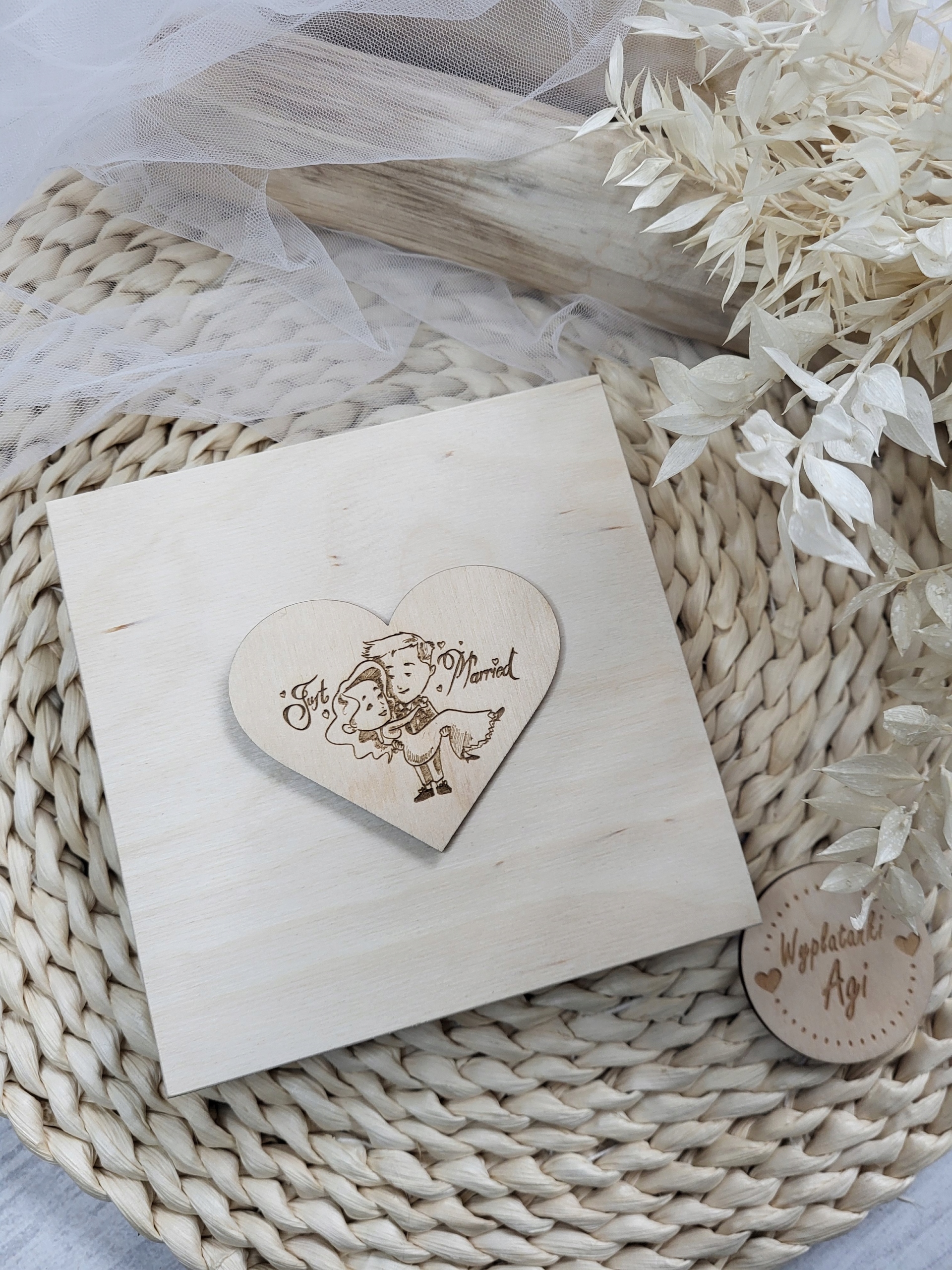 Pudełko na pieniądze z życzeniami, pamiątka ślubu, prezent dla pary młodej Marka bez marki