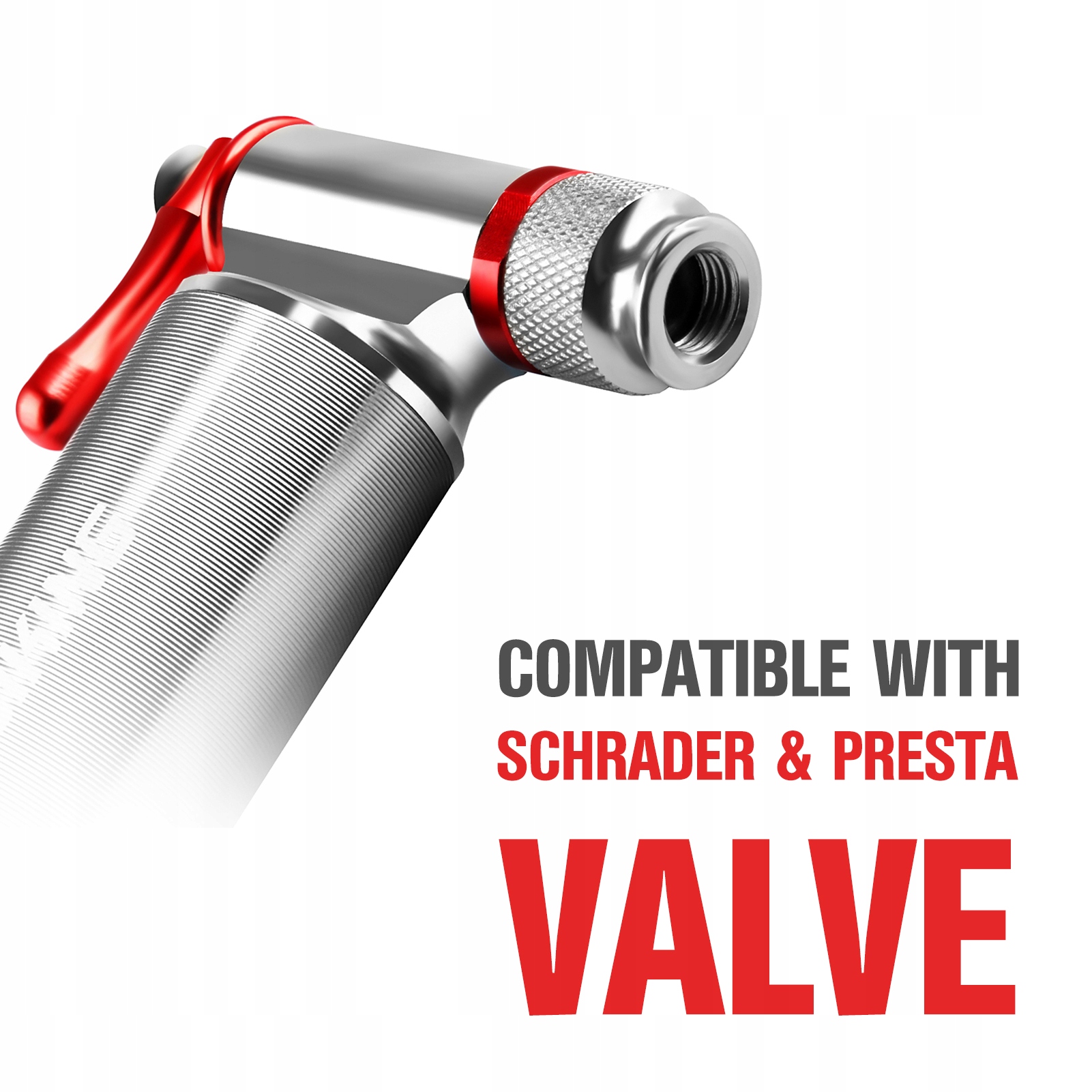 Srebrna pompka do bidonu rowerowego Rodzaj na naboje CO2