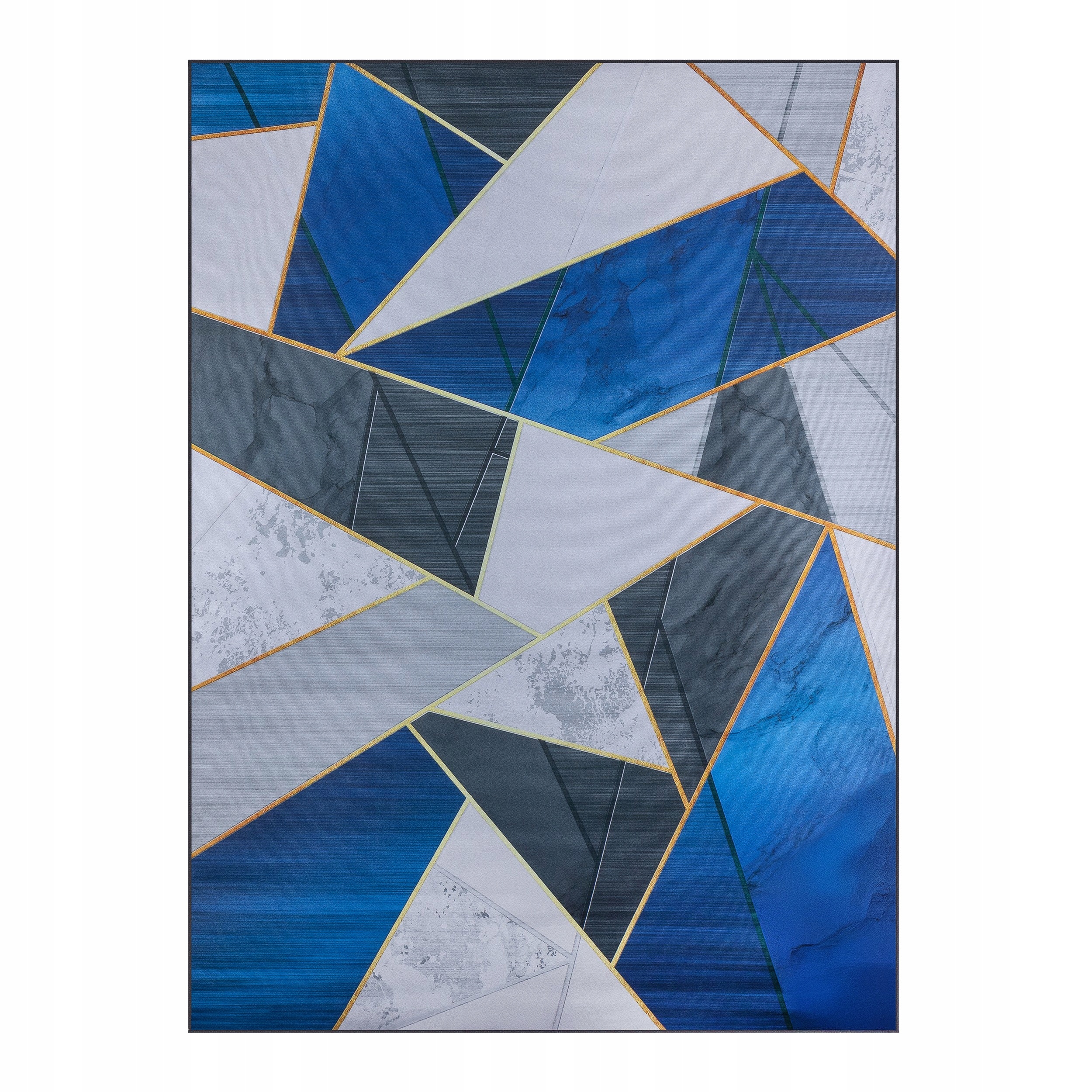 Koberec Do Obývacího Pokoje 160x220 CM Modrý Černý Protiskluzový Geometrický Vzor