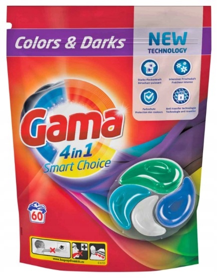 Levně Gama Colors Darks Kapsle na praní 4v1 60ks DE8435495836759