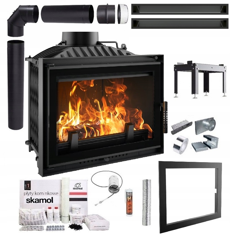 Komínová Vložka Litinová Viktor 14 kW Deco Sada Trubky Lufty Desky