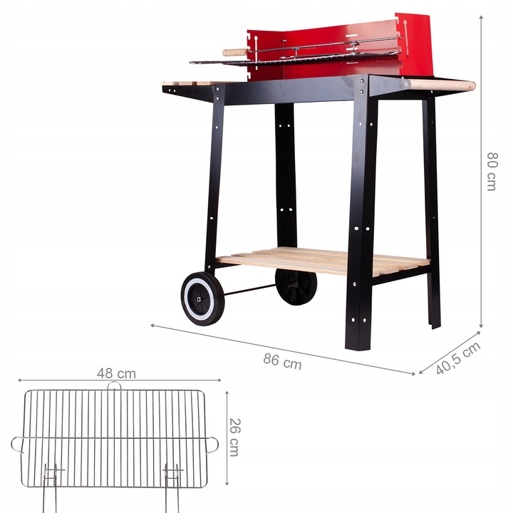 GRILL OGRODOWY WĘGLOWY PRZENOŚNY RUSZT KÓŁKA Kod producenta GRILL CZERWONY
