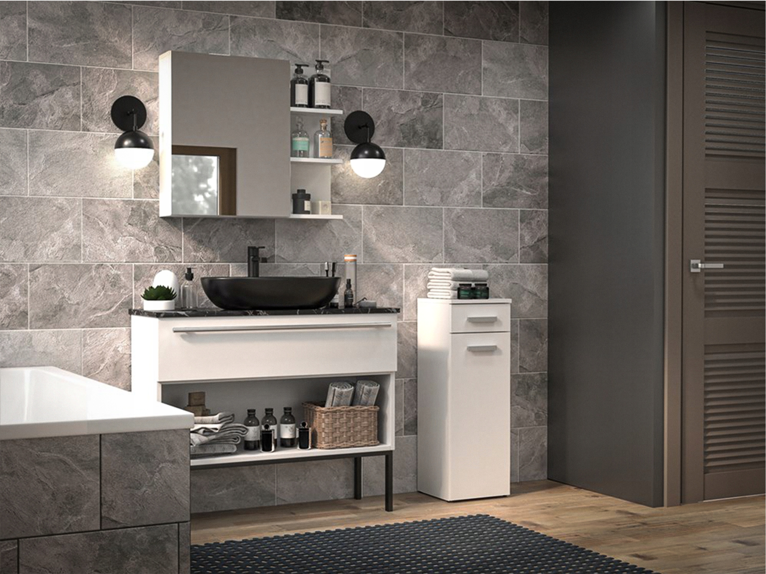 SŁUPEK ŁAZIENKOWY STOJĄCY Szafka Łazienkowa Stojąca NEL 85 x 30 x 30 Biały Marka TopEshop