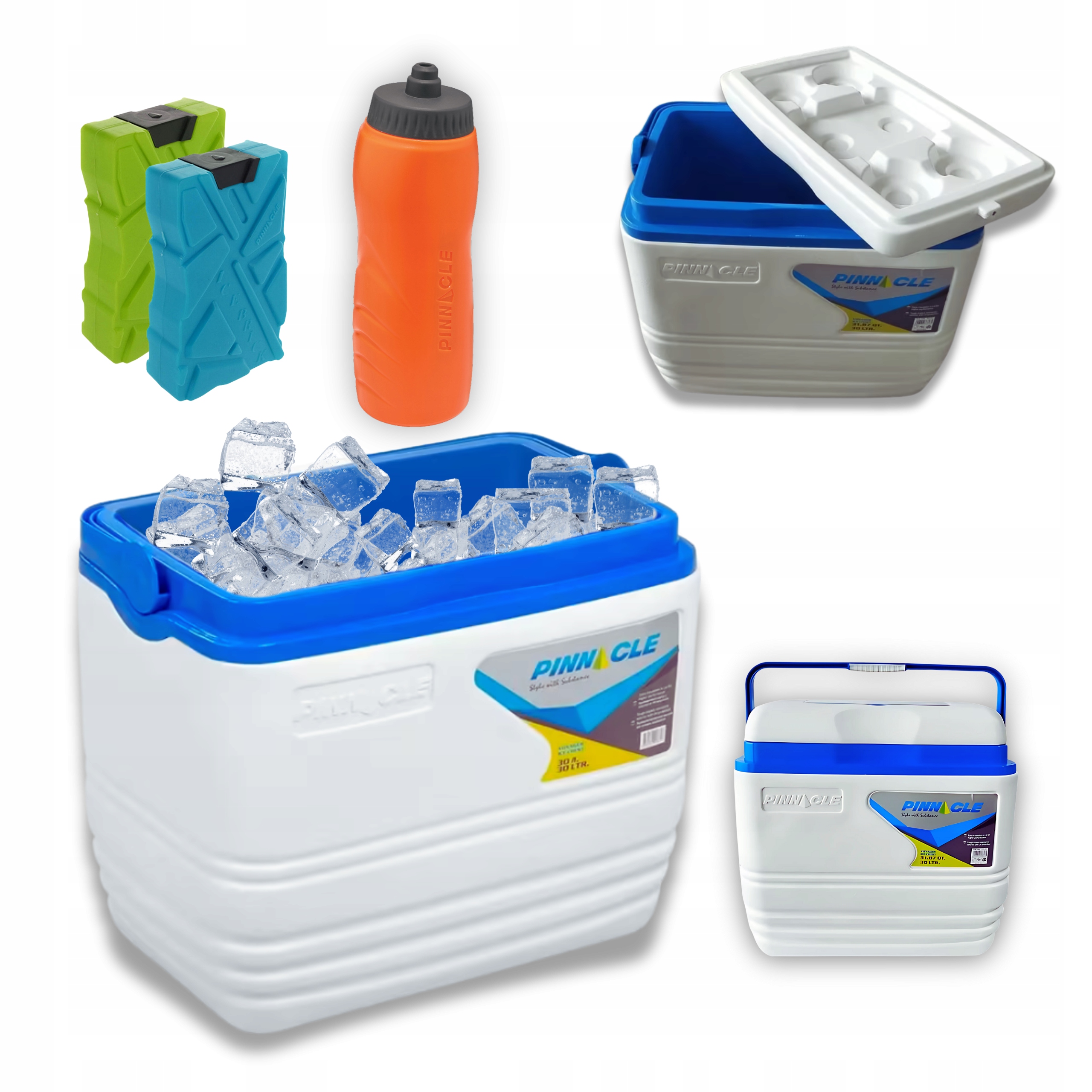 Turistická lednička 30L Bílá Pinnacle Voyager chladicí vložky lahev na pití