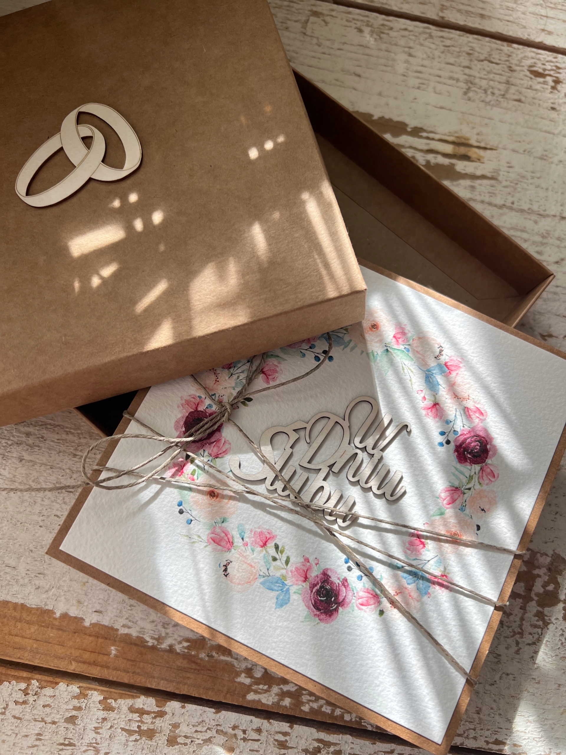 Svatební přání ručně vyrobené s krabičkou přání svatební