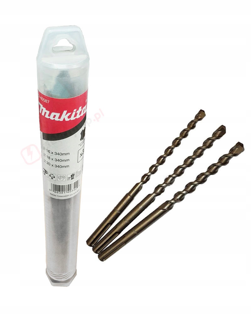 Makita Zestaw wierteł udarowych do betonu Sds max 16 18 20 3 sztuki D-40587