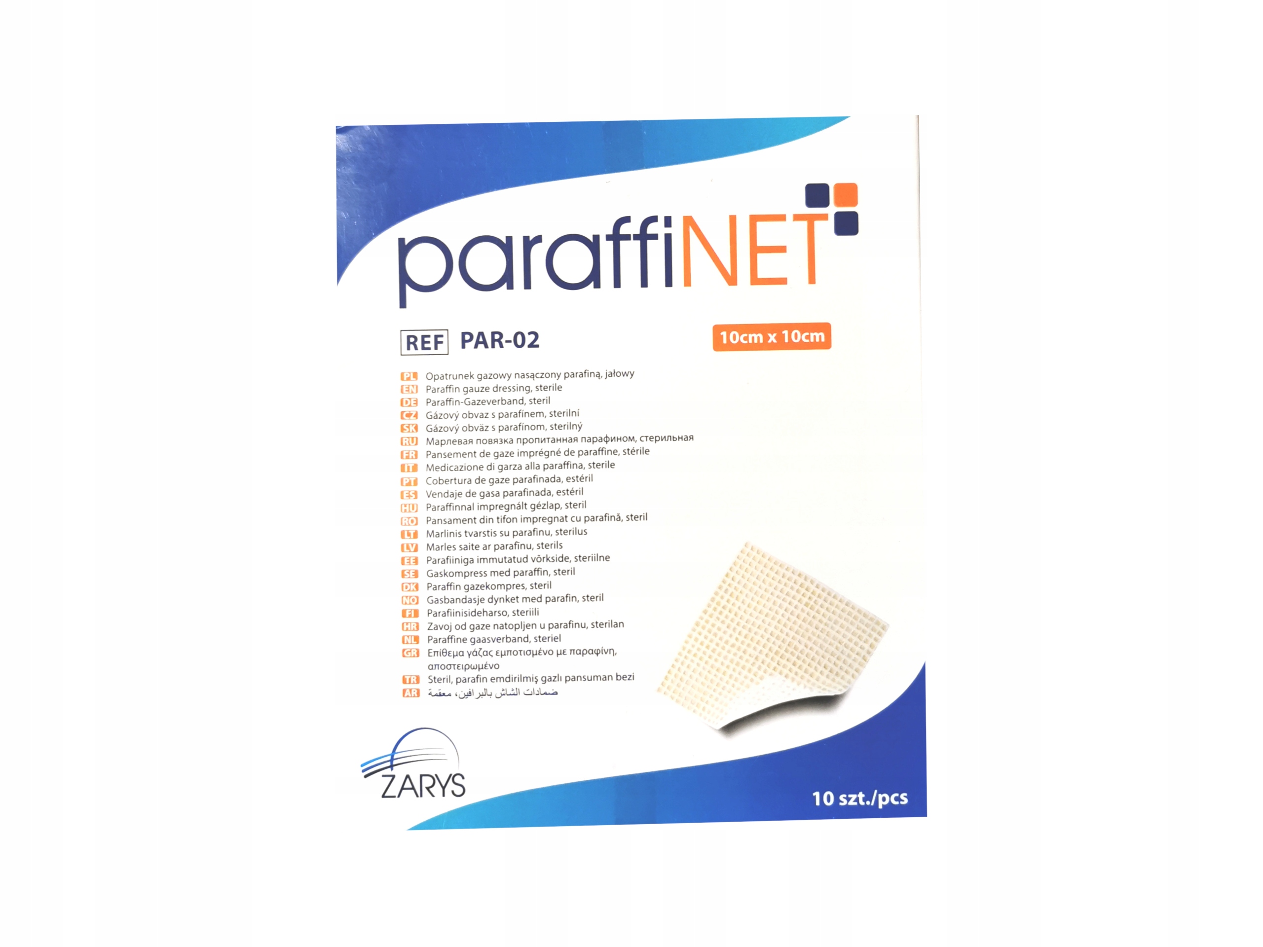 

Parafinowy opatrunek Paraffinet 10x10 cm /10 szt.