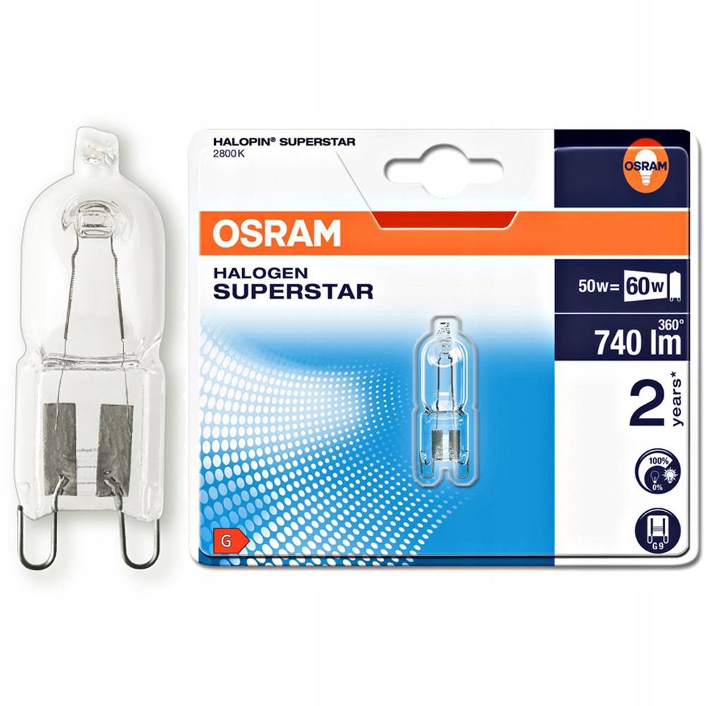 

Żarówka Halogenowa Osram G9 50W 2800K Ściemnialna
