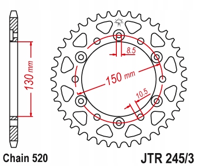 Ozubení zadní zadní velké Honda Nx 650 Dominator Yamaha Yzf 600 R 46 zubů
