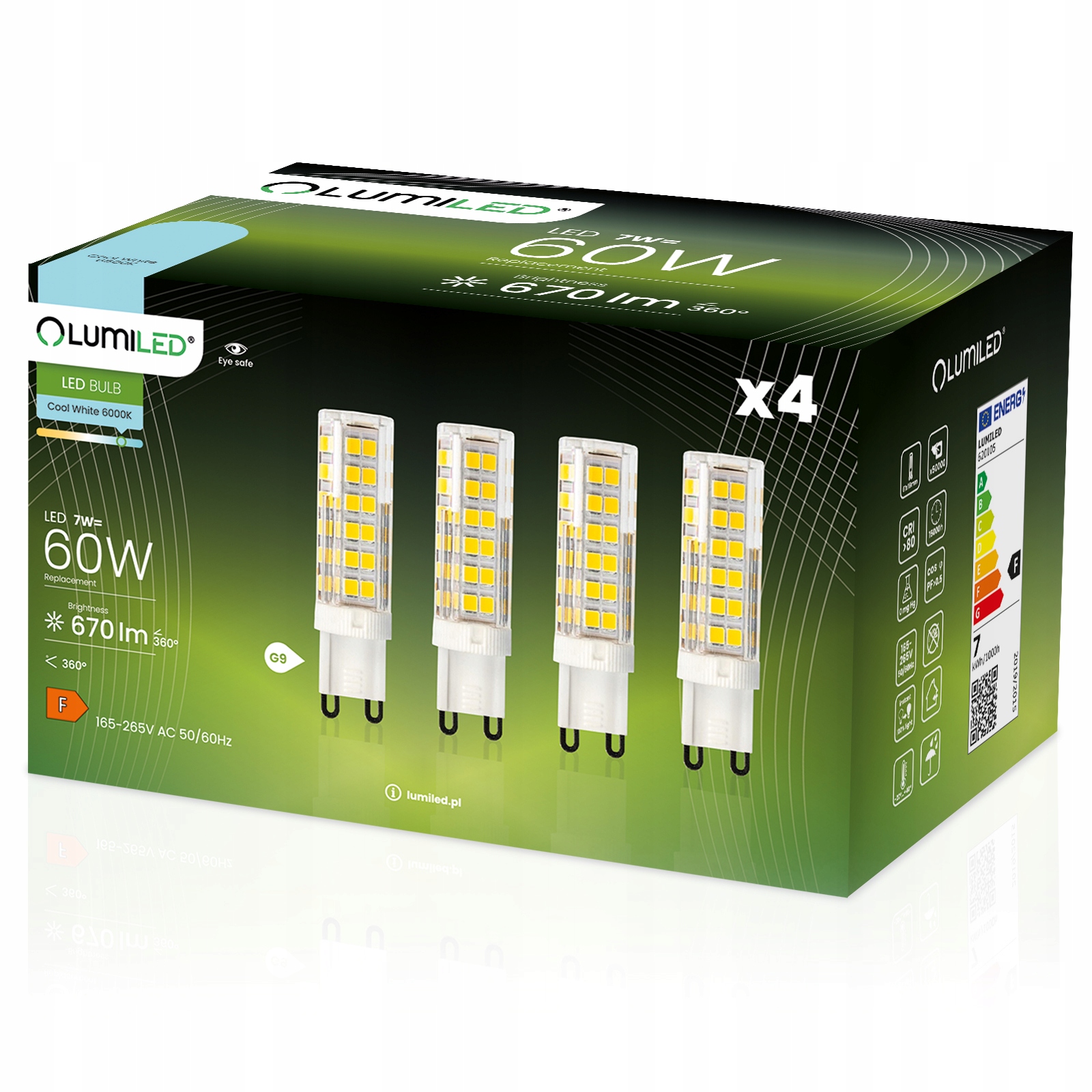 4x Żarówka LED G9 KAPSUŁKA 7W = 60W 670LM 6500K